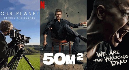 Écran de sélection VOD présentant films et séries classés par catégorie